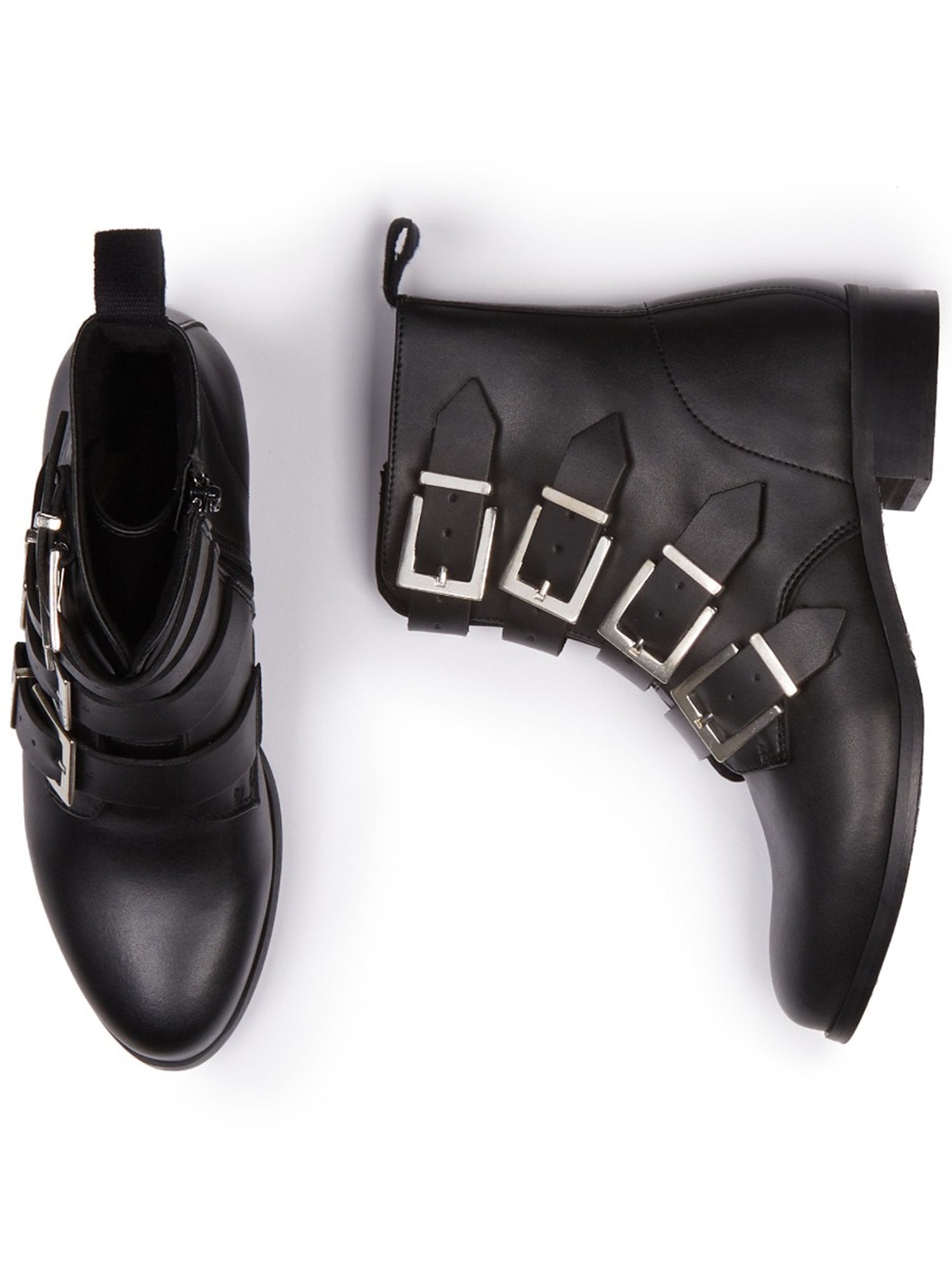 Stradivarius buckle biker boot in grey Stradivarius buckle biker boot in grey