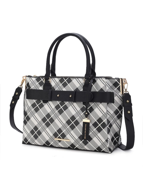 Vivian Plaid Vegan Leather Women Satchel Bag