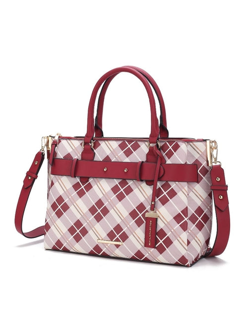 Vivian Plaid Vegan Leather Women Satchel Bag