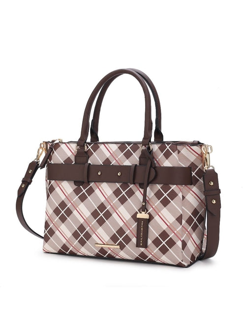 Vivian Plaid Vegan Leather Women Satchel Bag