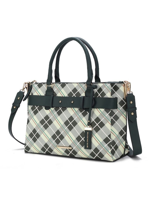 Vivian Plaid Vegan Leather Women Satchel Bag