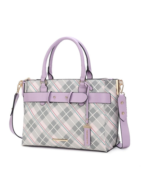 Vivian Plaid Vegan Leather Women Satchel Bag