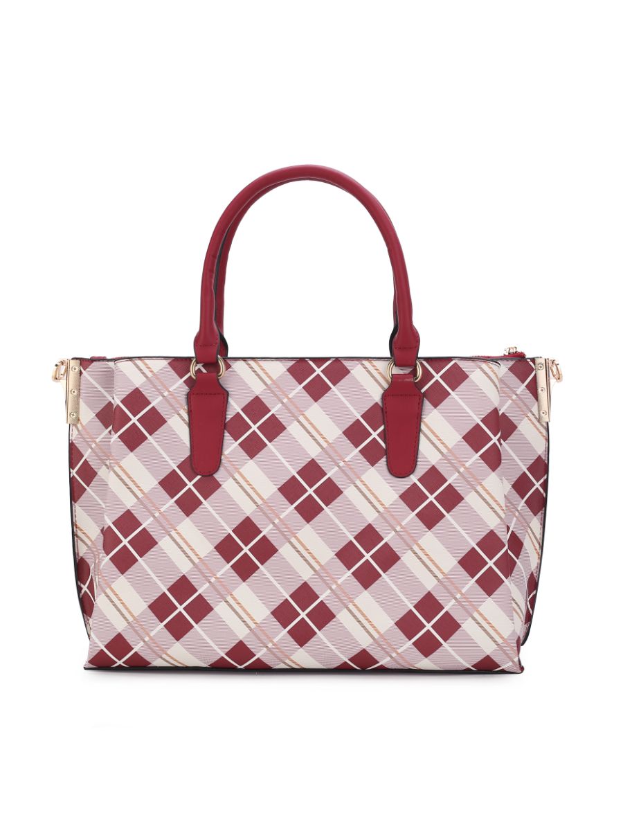 Vivian Plaid Vegan Leather Women Satchel Bag