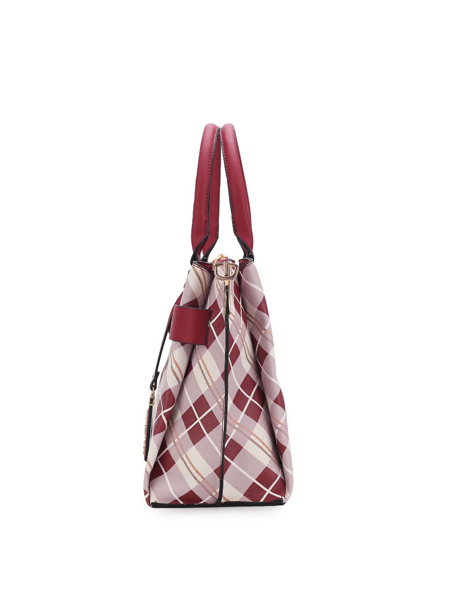 Vivian Plaid Vegan Leather Women Satchel Bag