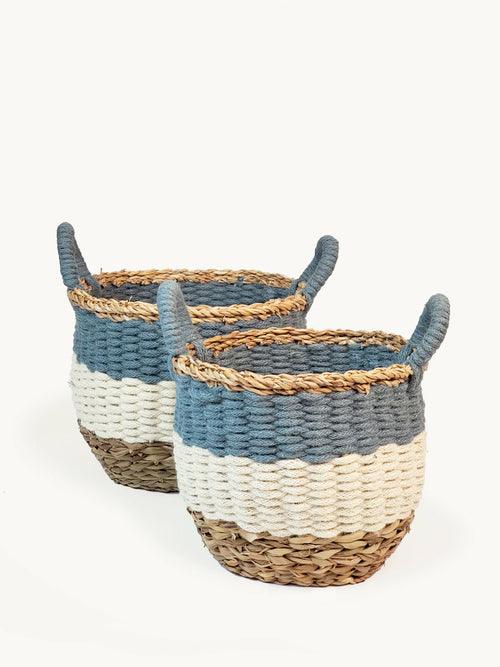 Ula Stripe Basket - Blue - The Vegan Life