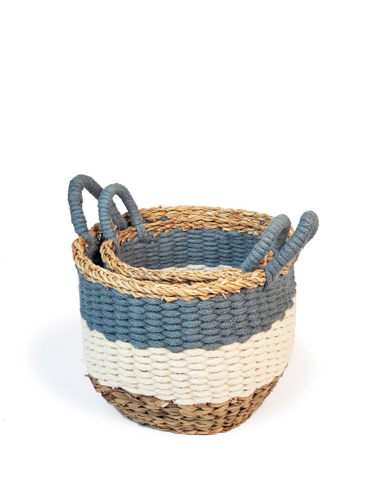 Ula Stripe Basket - Blue - The Vegan Life