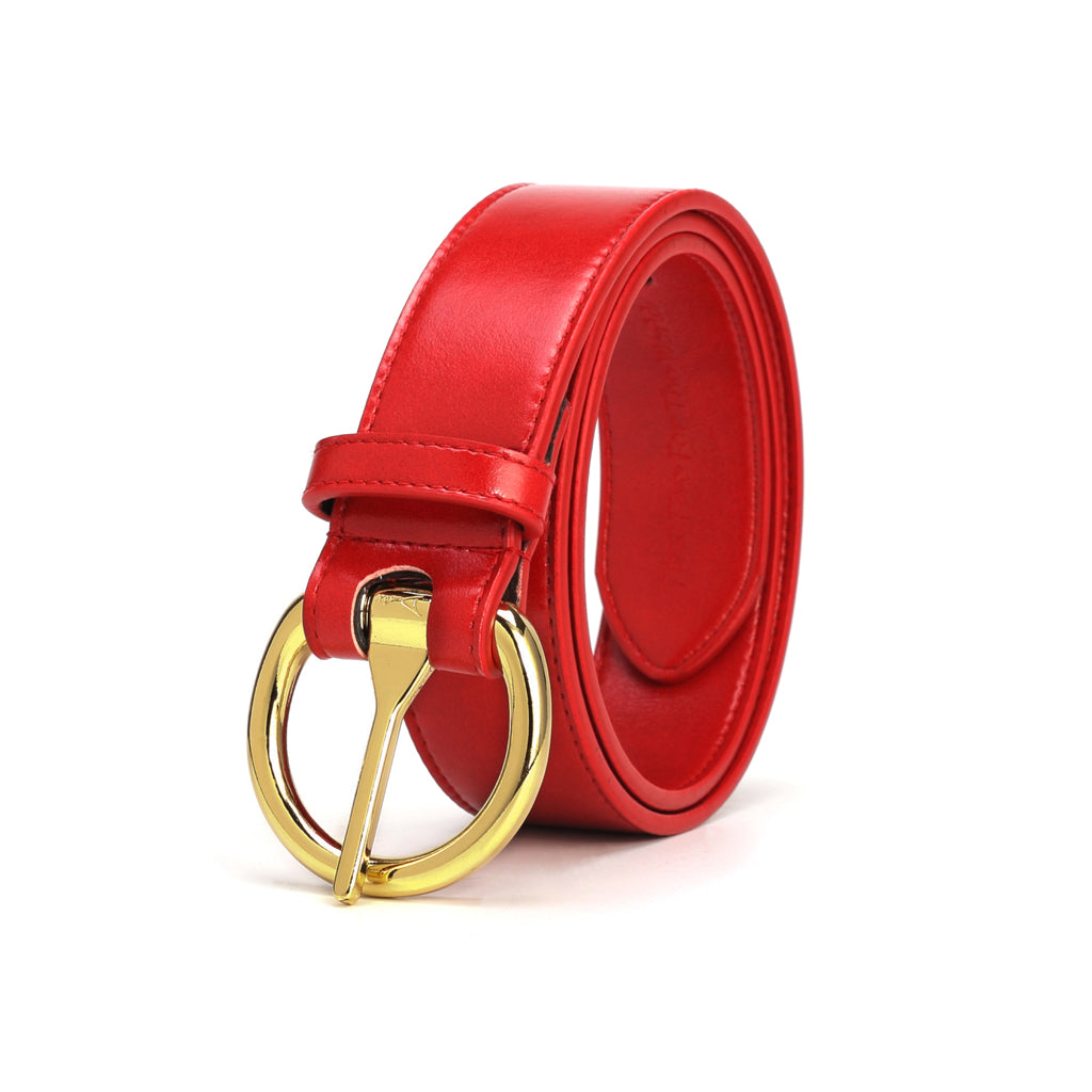 Women's Gold Ring Belt - Red
