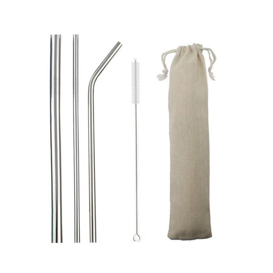 Stainless Steel Straws Bent - Set of 3