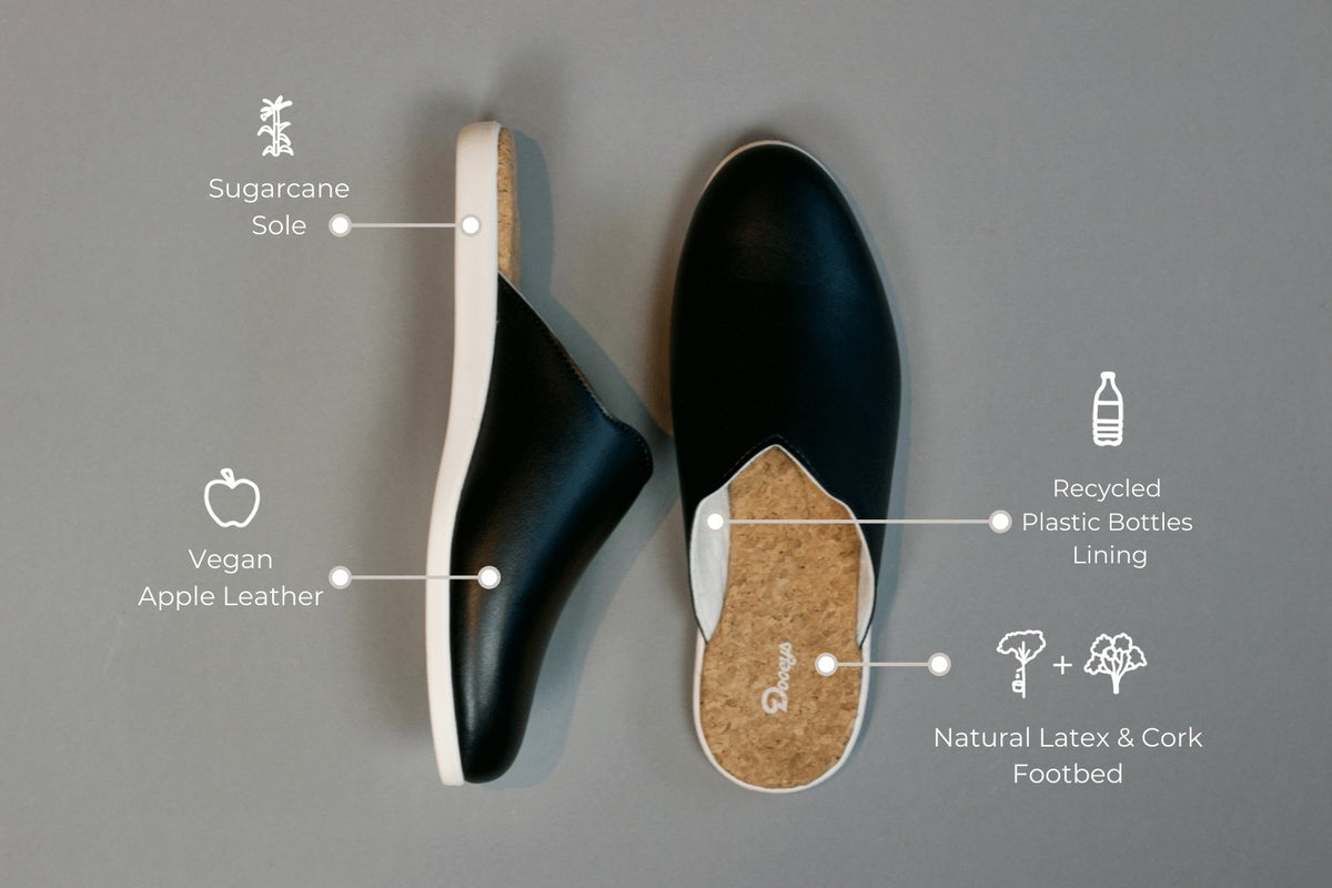 Black Mules - Dooeys - Sustainable House Shoes